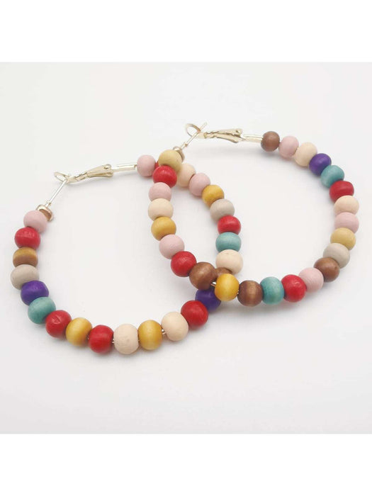 1 par Pendientes de aro de mujeres dulce con cuenta de madera - Quierox - Tienda Online