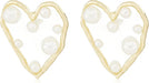 1 par Pendientes de corazón claro de perlas blancas - Quierox - Tienda Online