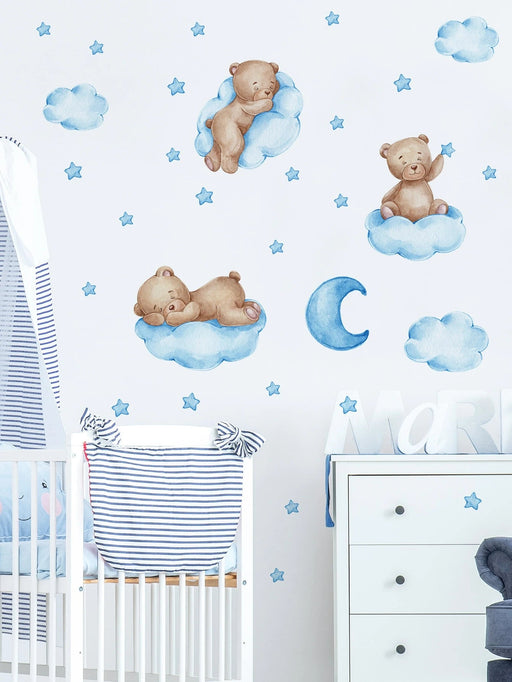 1 pegatina de pared con diseño de oso y luna, de vinilo para decoración del hogar - Quierox - Tienda Online