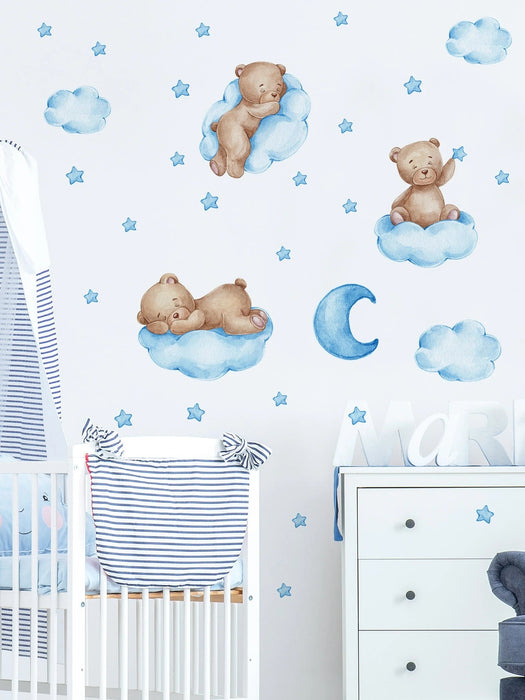 1 pegatina de pared con diseño de oso y luna, de vinilo para decoración del hogar - Quierox - Tienda Online