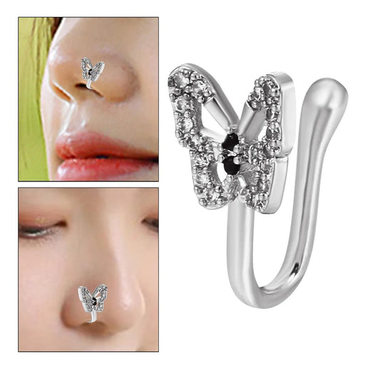 1 piercings nasales falsos de cobre con diamantes de imitación, sin clip para la nariz - Quierox - Tienda Online