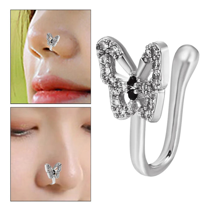 1 piercings nasales falsos de cobre con diamantes de imitación, sin clip para la nariz - Quierox - Tienda Online