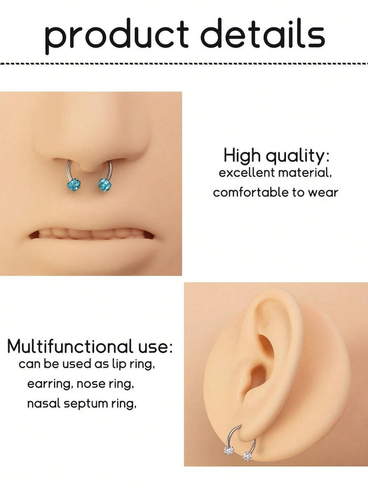 1 piercings para nariz, septum y labio, decorados con diamantes de imitación, unisex - Quierox - Tienda Online