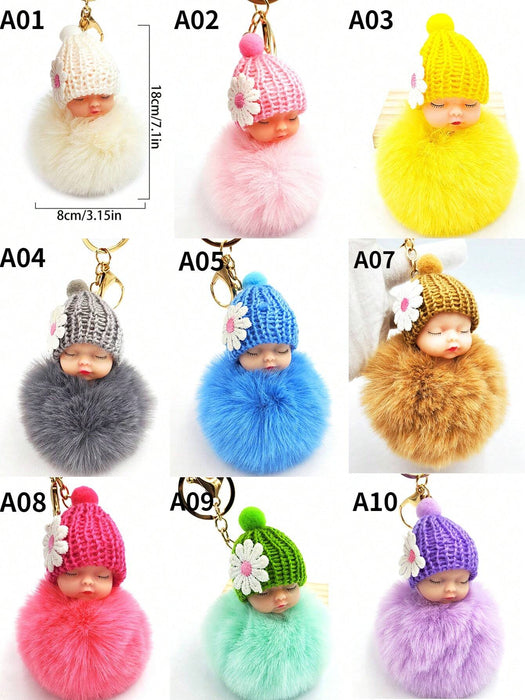 1 pieza, Accesorio en forma de bebé durmiente con sombrero de punto pompón suave - Quierox - Tienda Online