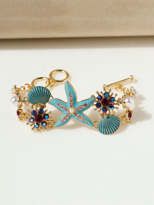 1 pieza Brazalete Exótico Costero Estilo Playa Mar Estrella de Mar y Coral - Quierox - Tienda Online