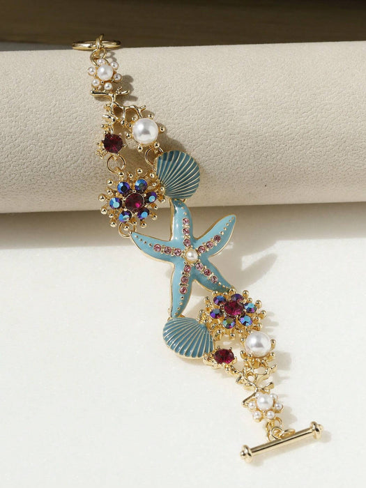 1 pieza Brazalete Exótico Costero Estilo Playa Mar Estrella de Mar y Coral - Quierox - Tienda Online
