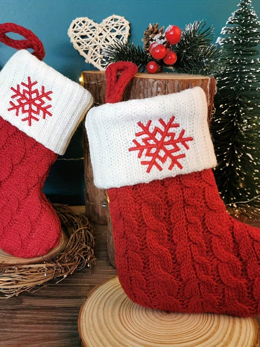 1 Pieza Calcetines Con Letras Navideñas De Punto Rojo, Decoración De Hogar Y Árbol - Quierox - Tienda Online