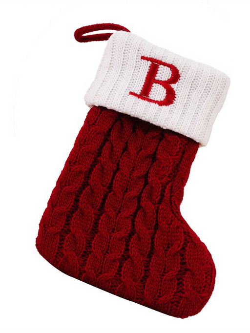 1 Pieza Calcetines Con Letras Navideñas De Punto Rojo, Decoración De Hogar Y Árbol - Quierox - Tienda Online