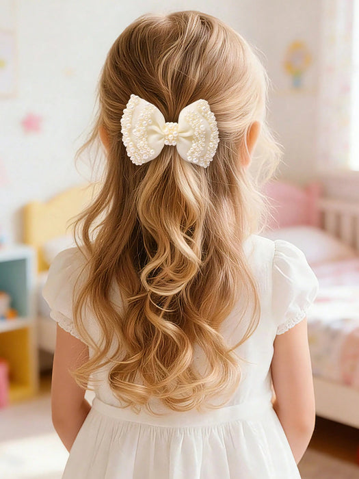 1 pieza Clip de pelo con flor de malla beige, accesorio de pelo con encaje y perlas falsas - Quierox - Tienda Online