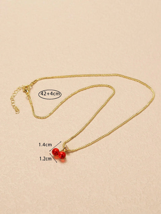 1 Pieza Collar De Colgante De Cereza - Quierox - Tienda Online