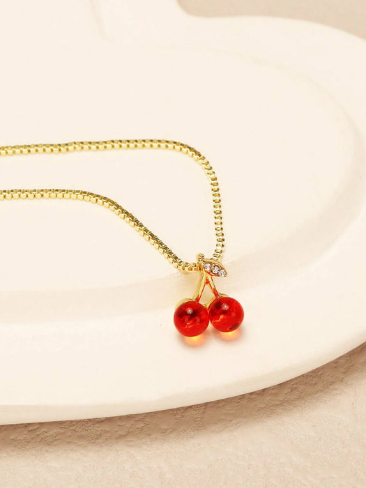 1 Pieza Collar De Colgante De Cereza - Quierox - Tienda Online