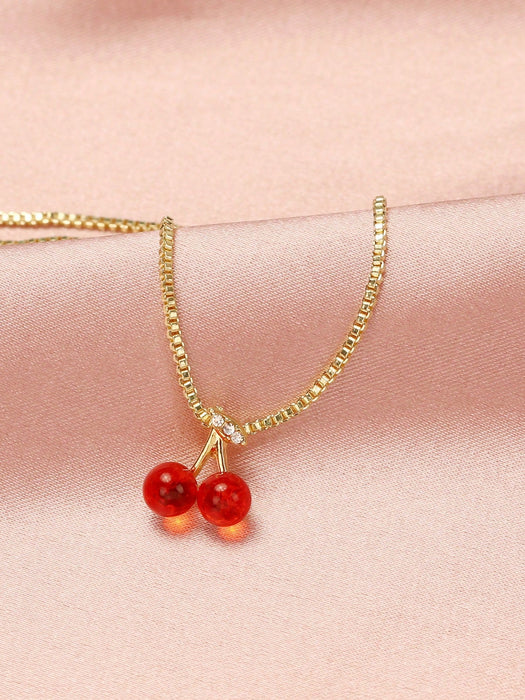 1 Pieza Collar De Colgante De Cereza - Quierox - Tienda Online