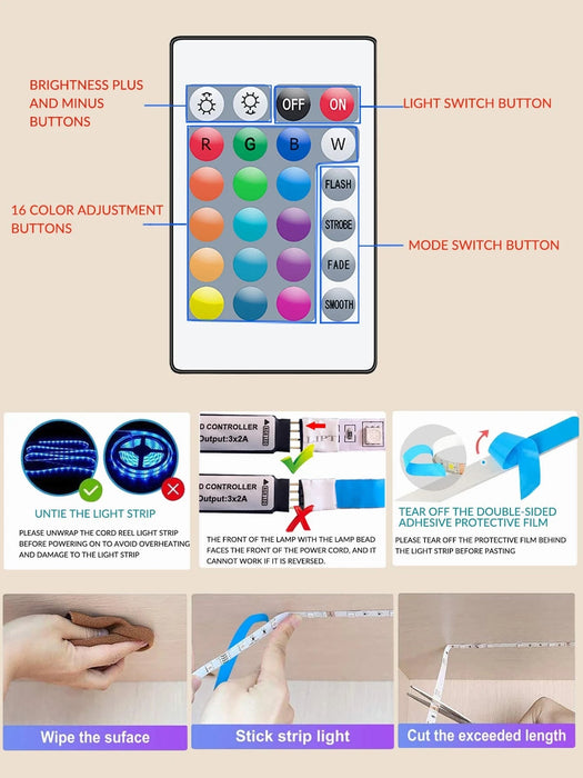1 Pieza de 1M - 30M Tira de luces LED de ABS con cambio de color - Quierox - Tienda Online