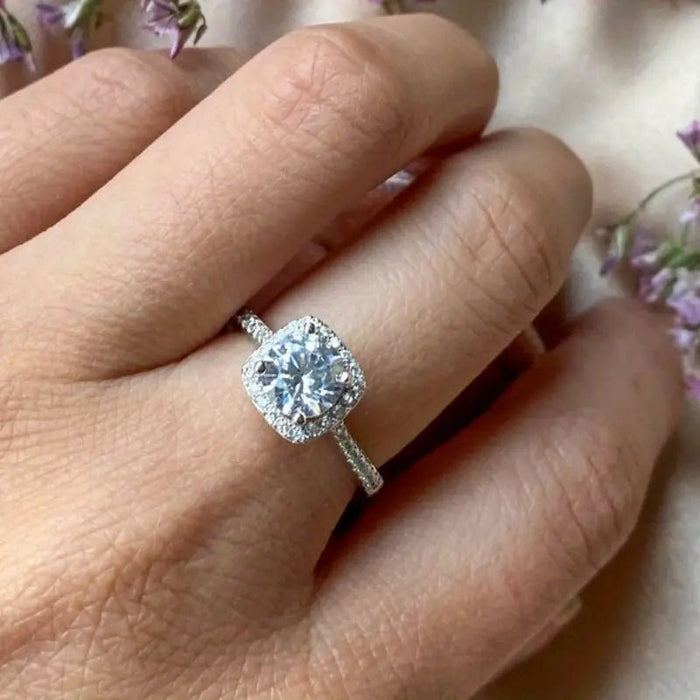 1 pieza de anillo de bolsa cuadrado de lujo de moissanita - Quierox - Tienda Online