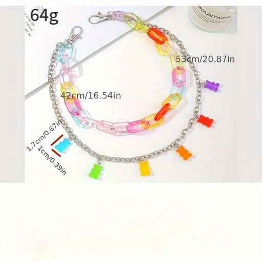 1 pieza de cadena de cintura colorida inspirada en el estilo vintage con broches de oso - Quierox - Tienda Online