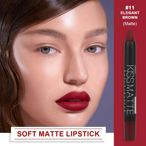 1 pieza de lápiz labial rojo oscuro intenso mate y lápiz delineador de labios para mujeres - Quierox - Tienda Online