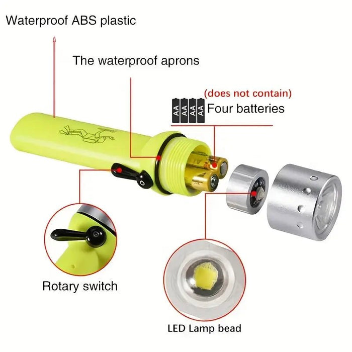 1 pieza de linterna de buceo LED IP68, luz de buceo portátil y multifuncional para viajes de emergencia - Quierox - Tienda Online