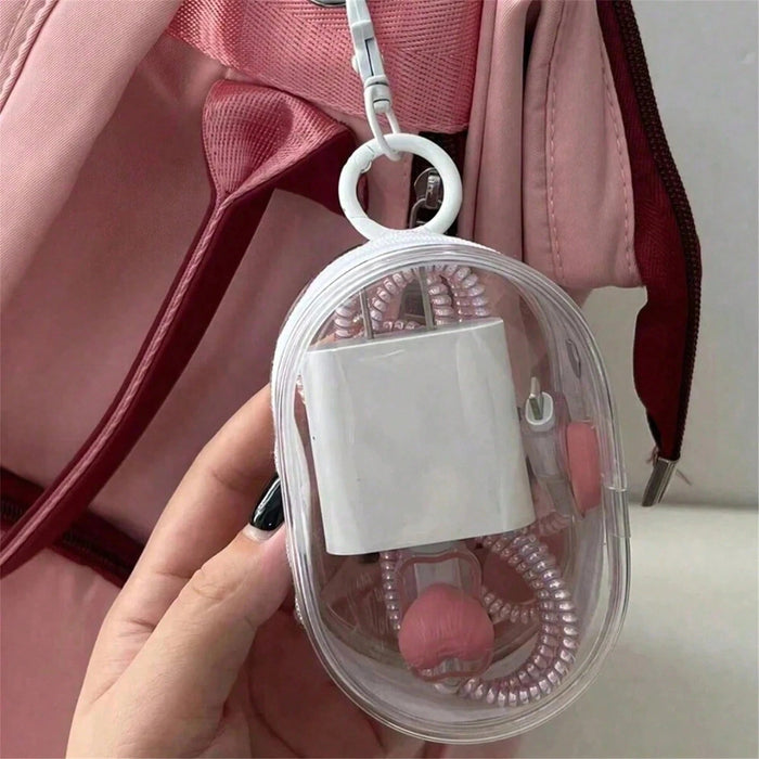 1 pieza de minibolsita transparente portátil, bonita, informal y ovalada, con llavero - Quierox - Tienda Online