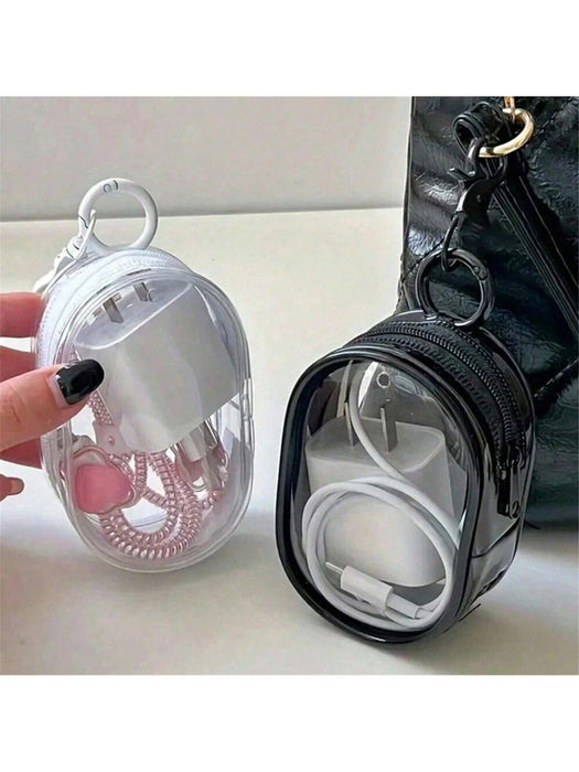 1 pieza de minibolsita transparente portátil, bonita, informal y ovalada, con llavero - Quierox - Tienda Online