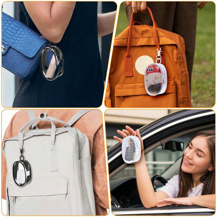 1 pieza de minibolsita transparente portátil, bonita, informal y ovalada, con llavero - Quierox - Tienda Online