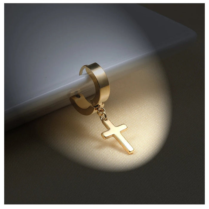 1 pieza de pendientes de cruz punk de moda de acero inoxidable - Quierox - Tienda Online