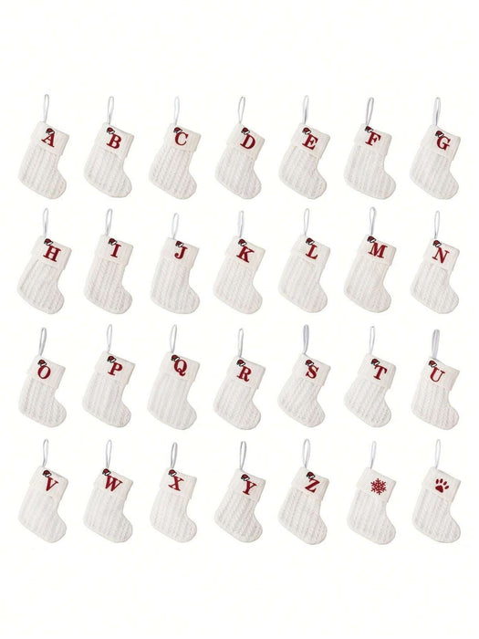 1 pieza Decoración colgante Navidad tejido blanco alfabeto Medias - Quierox - Tienda Online