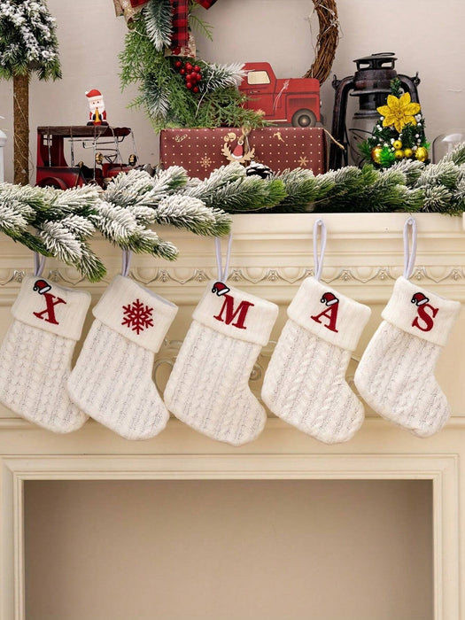 1 pieza Decoración colgante Navidad tejido blanco alfabeto Medias - Quierox - Tienda Online