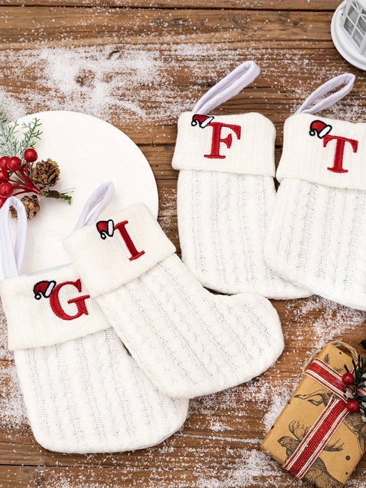 1 pieza Decoración colgante Navidad tejido blanco alfabeto Medias - Quierox - Tienda Online