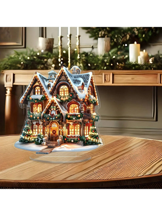 1 pieza Encantadora casa de jengibre de acrílico para decoración navideña - Quierox - Tienda Online