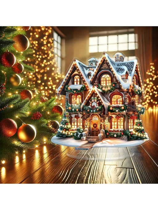 1 pieza Encantadora casa de jengibre de acrílico para decoración navideña - Quierox - Tienda Online