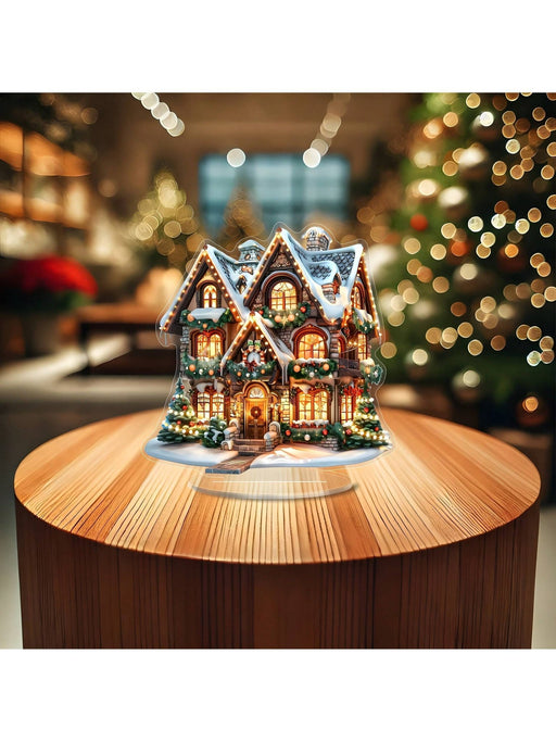 1 pieza Encantadora casa de jengibre de acrílico para decoración navideña - Quierox - Tienda Online