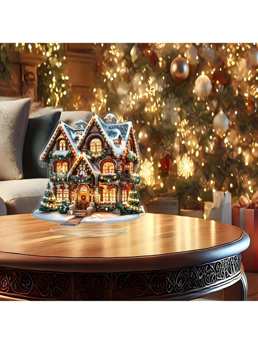 1 pieza Encantadora casa de jengibre de acrílico para decoración navideña - Quierox - Tienda Online