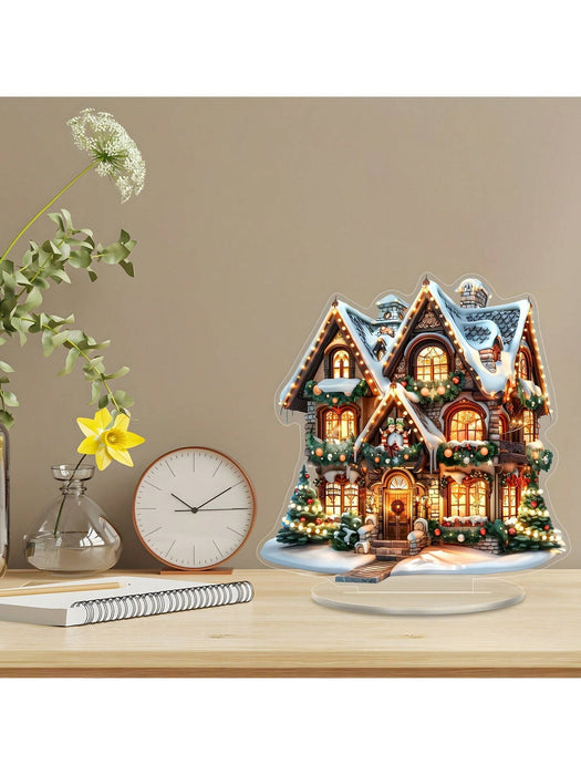 1 pieza Encantadora casa de jengibre de acrílico para decoración navideña - Quierox - Tienda Online