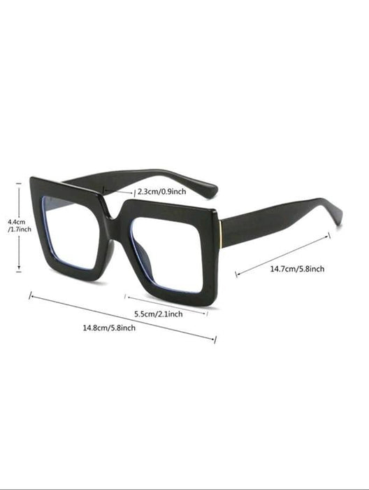 1 pieza Gafas cuadradas de mujer con marco de plástico oversize, patas anchas - Quierox - Tienda Online