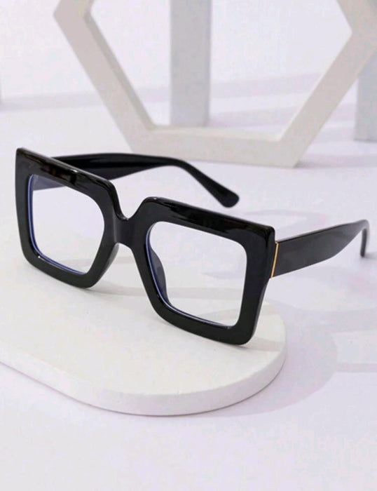 1 pieza Gafas cuadradas de mujer con marco de plástico oversize, patas anchas - Quierox - Tienda Online