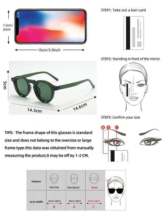 1 pieza Gafas de moda con montura redonda vintage, unisex, simples y elegantes - Quierox - Tienda Online