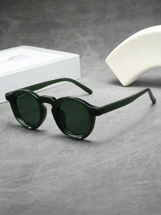 1 pieza Gafas de moda con montura redonda vintage, unisex, simples y elegantes - Quierox - Tienda Online