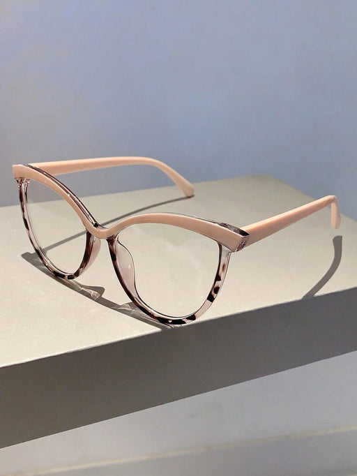 1 pieza Gafas de mujer con estilo de ojo de gato sin prescripción con diseño de bloque de color - Quierox - Tienda Online