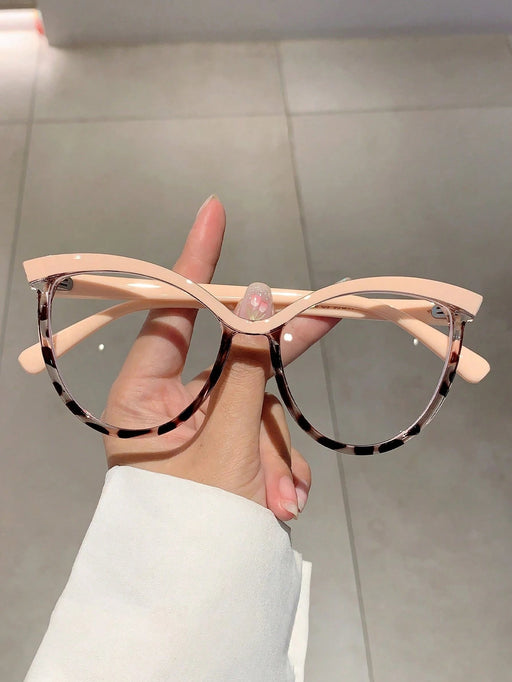 1 pieza Gafas de mujer con estilo de ojo de gato sin prescripción con diseño de bloque de color - Quierox - Tienda Online