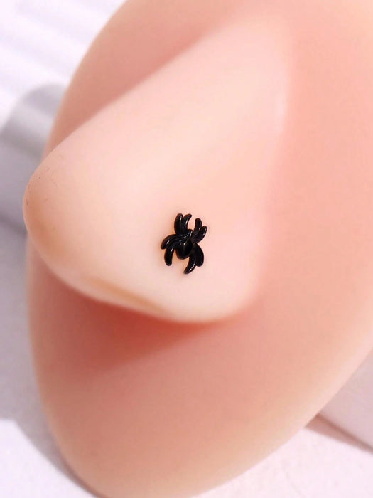 1 Pieza Joya De Perforación Nasal De Acero Inoxidable En Forma De Araña Creativa Negra - Quierox - Tienda Online