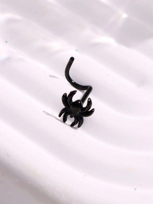 1 Pieza Joya De Perforación Nasal De Acero Inoxidable En Forma De Araña Creativa Negra - Quierox - Tienda Online