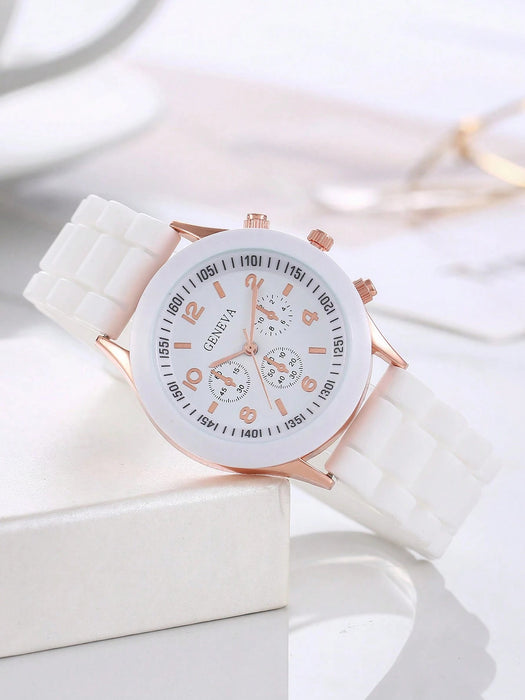 1 Pieza Reloj De Cuarzo Elegante Con Esfera Blanca Para Mujer - Quierox - Tienda Online