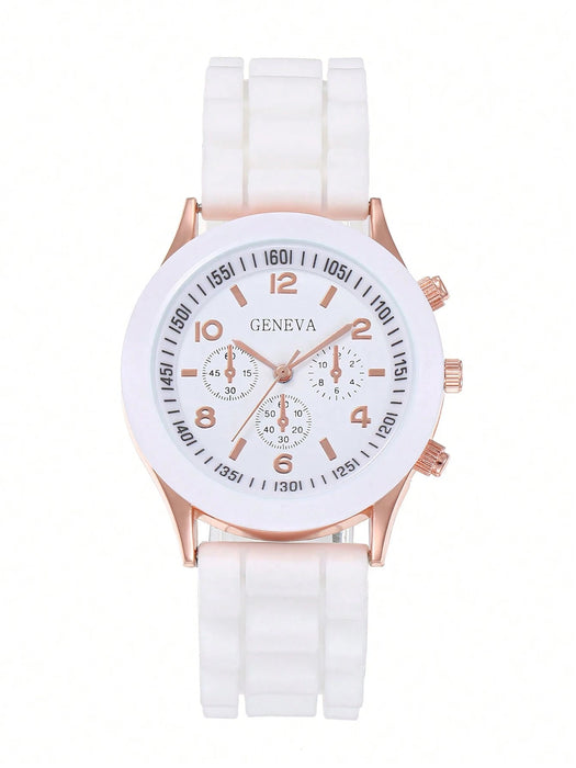 1 Pieza Reloj De Cuarzo Elegante Con Esfera Blanca Para Mujer - Quierox - Tienda Online
