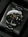 1 pieza Reloj de hombre correa de acero inoxidable negra, esfera redonda, reloj de cuarzo con fecha - Quierox - Tienda Online
