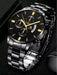 1 pieza Reloj de hombre correa de acero inoxidable negra, esfera redonda, reloj de cuarzo con fecha - Quierox - Tienda Online