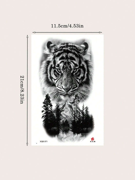 1 Pieza Tatuaje Temporal Con Diseño De Bosque, Montaña Y Tigre - Quierox - Tienda Online