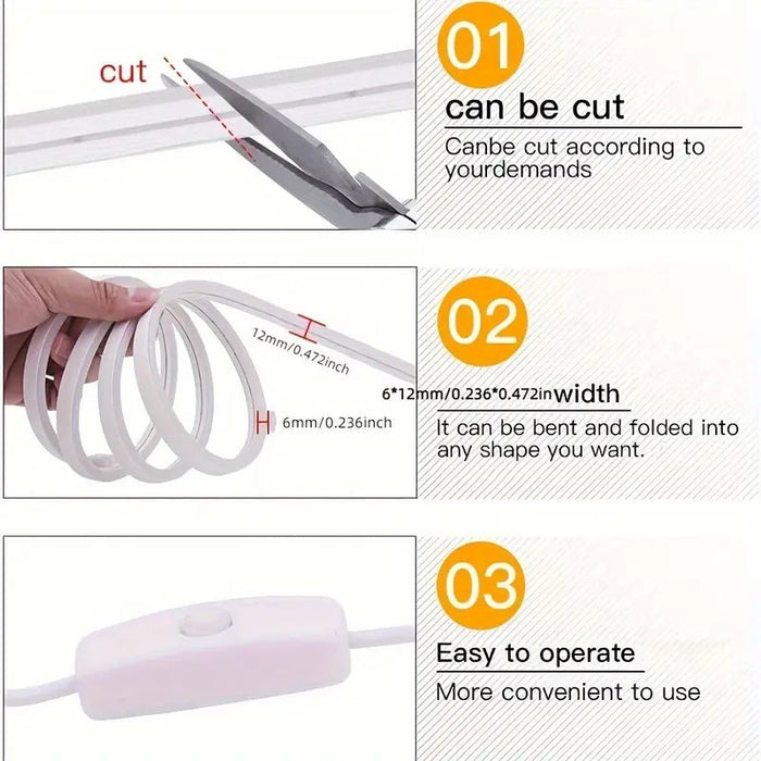 1 Pieza, Tira De Luz LED De Neón En Rojo, Con Interruptor 501, Ideal Para Espejos - Quierox - Tienda Online