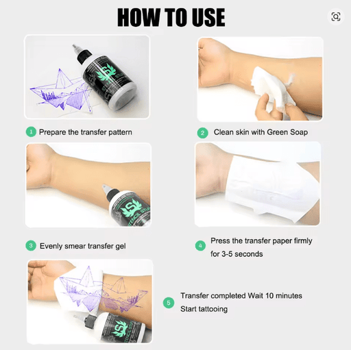 1 Plantilla de tatuaje profesional, Gel mágico, solución de transferencia, crema 30ML - Quierox - Tienda Online