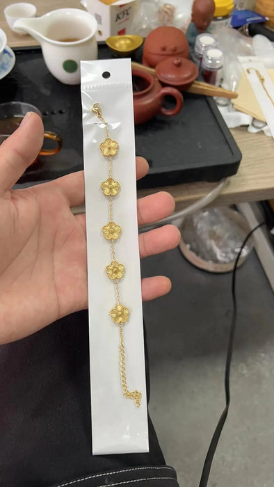 1 Pulsera de Trébol de 5 Hojas de Acero Inoxidable para Mujer, Flor de Cinco Pétalos - Quierox - Tienda Online