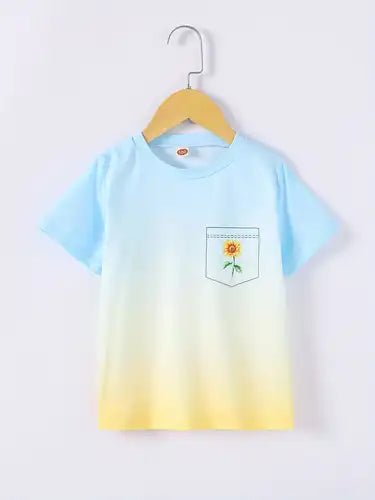 1 pza.camisetas de manga corta con estampado de flores degradado - Quierox - Tienda Online